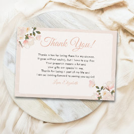 Soft Blush Floral-Themed Bridal Shower Dankeskarte