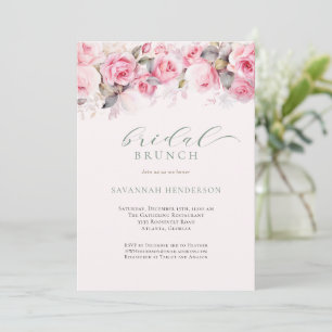 Soft Blush Florale Hochzeitsdusche Brunch Editable Einladung