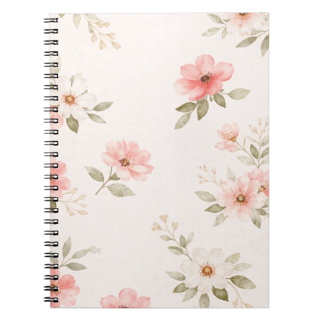 Soft Blush Florales Spiralnotizbuch Notizblock (Vorderseite)