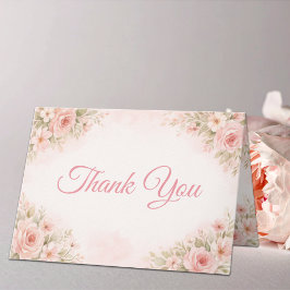 Soft Blush Garden Baby Shower Folded Thank You Dankeskarte