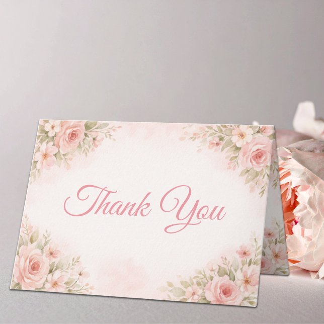 Soft Blush Garden Baby Shower Folded Thank You Dankeskarte (Von Creator hochgeladen)