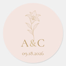 Soft Blush Lilien Hochzeits-Monogramm-Versiegelung