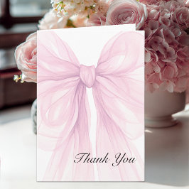 Soft Blush Pink Bow Baby Girl Thank You Dankeskarte