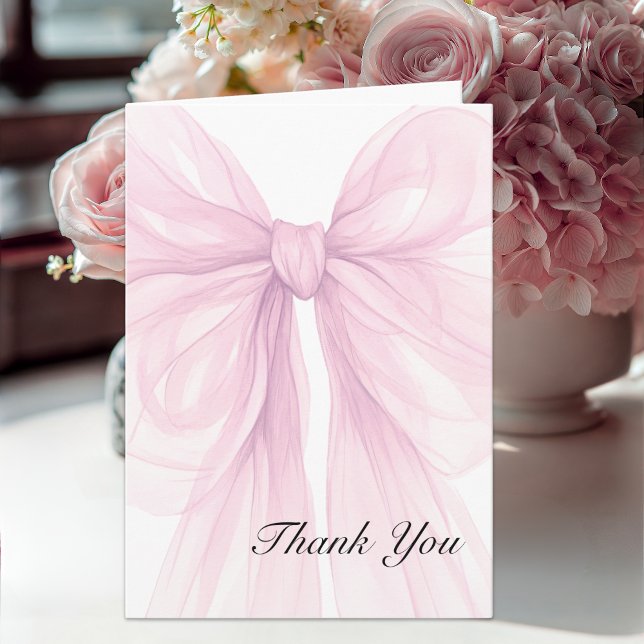 Soft Blush Pink Bow Baby Girl Thank You Dankeskarte (Von Creator hochgeladen)