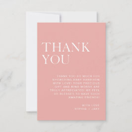 Soft Blush Pink Minimalistisch Baby Dusche Vielen  Dankeskarte