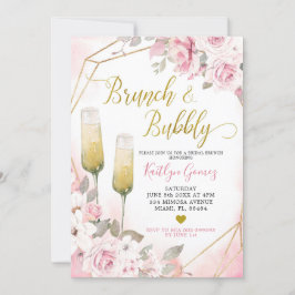 Soft Blush Rose Brunch et Bubbly Invitation
