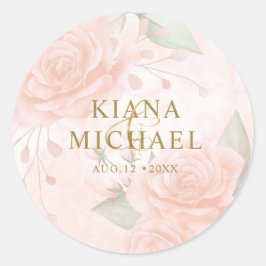 Soft Blush Rose V1 ID828 Runder Aufkleber