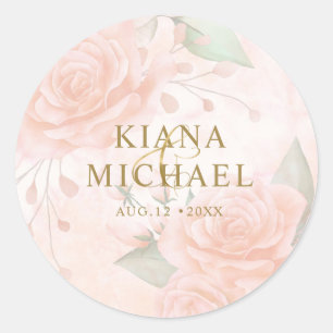 Soft Blush Rose V1 ID828 Runder Aufkleber