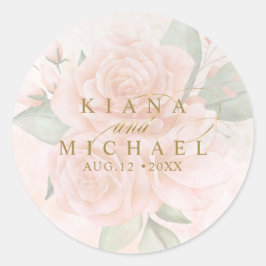Soft Blush Rose V2 ID828 Runder Aufkleber