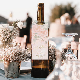 Soft Blush Rose Wedding Cheers ID828 Flaschenanhänger