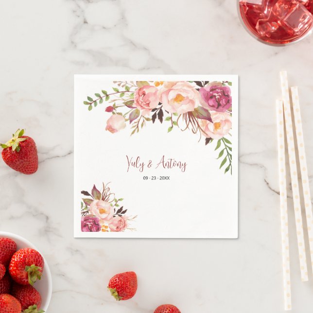 Soft Blush Rosen-Garten-Empfangsstil-Tisch Serviette (Beispiel)