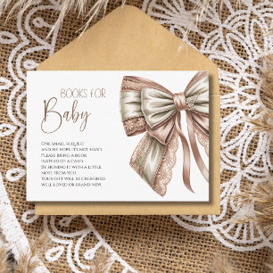 Soft Blush Spitzen-Schleife Baby Shower Bücher für Begleitkarte