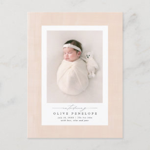 Soft Blush Textrahmen neue Baby-Ankündigung po Postkarte