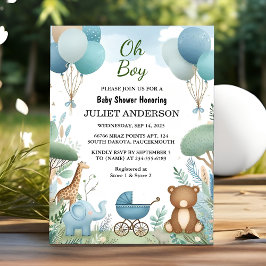 Soft Boho Bear Blue Cub Welcome Baby Boy Dusche Einladung