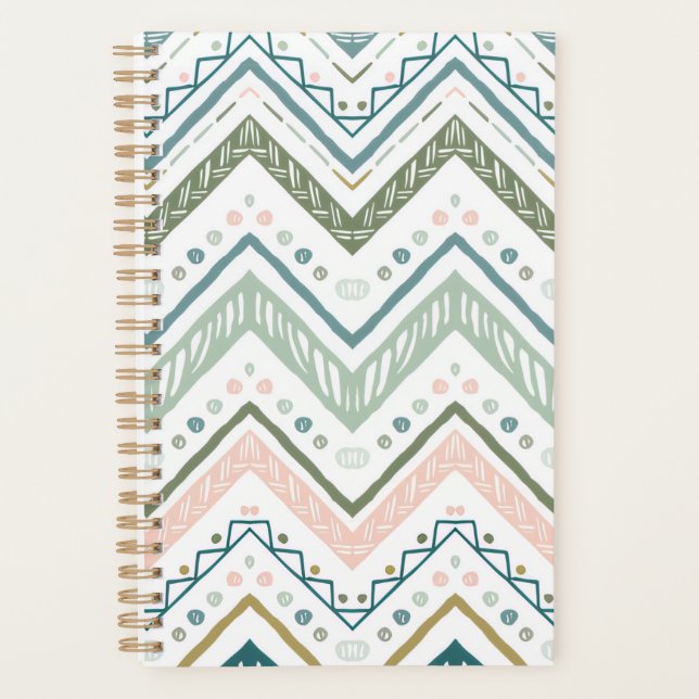 Soft Boho Ethnic Chevron Zig Zag Green Spiral (Devant)