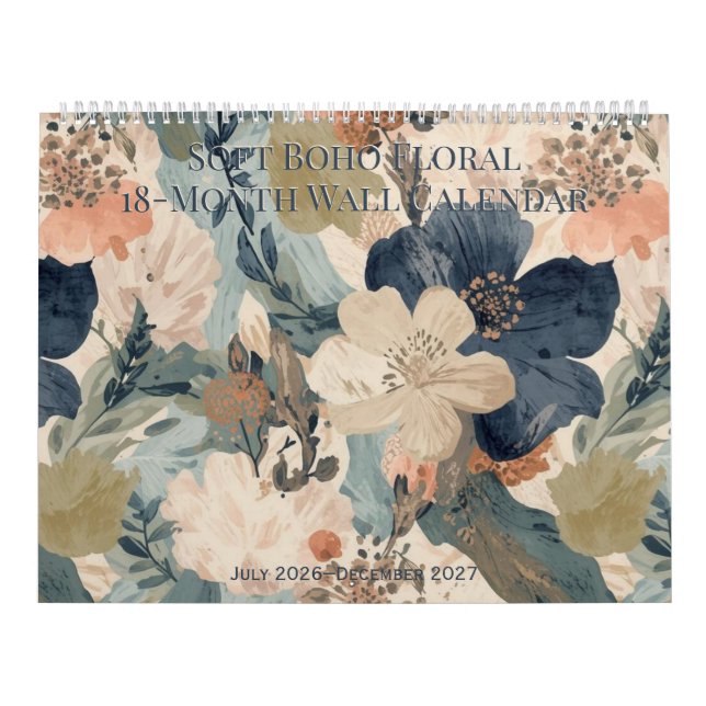 Soft Boho Floral 18-Month Wall Calendar Kalender (Titelbild)