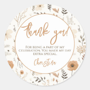 Soft Boho Floral Wildblume Party Vielen Dank Runder Aufkleber