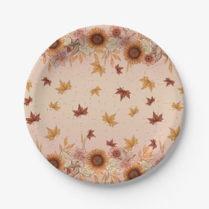 Soft Boho Herbstmuster Pappteller