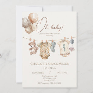 Soft Boho Neutral Baby Kleidung Babydusche Einladung