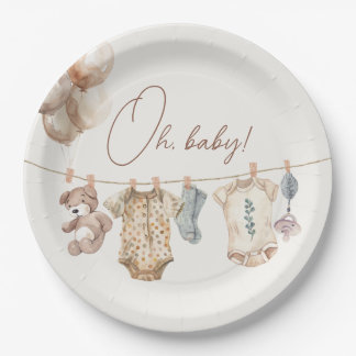 Soft Boho Neutral Baby Kleidung Babydusche Pappteller
