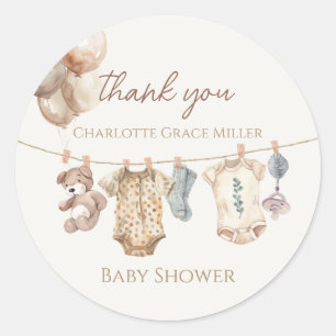 Soft Boho Neutral Baby Kleidung Babydusche Runder Aufkleber