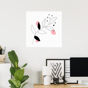 Soft Botanica - Minimalistische Leaf Line Kunst -  Poster