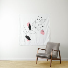 Soft Botanica - Minimalistische Leaf Line Kunst - Wandteppich