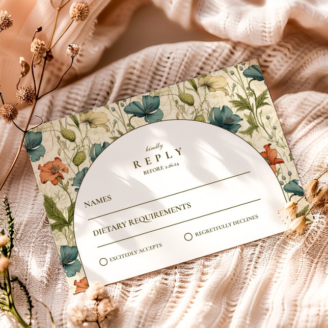 Soft Botanical Arch Garden Wedding RSVP Karte (Von Creator hochgeladen)