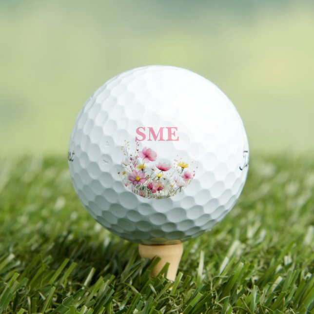 Soft Botanical Meadow Monogram – Golfer Gift Golfball (Insitu T-Shirt)
