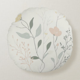 Soft Botanical – Minimal Pastel Wildflower Rundes Kissen