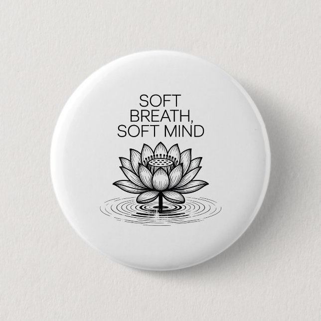 Soft Breath Soft Mind Dandelion Yoga Inspiration A Button (Vorderseite)