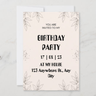 Soft Brown Leaf Birthday Invitation Einladung