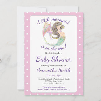 Soft Brown Mermaid Baby Dusche Glitzer Thema Einladung