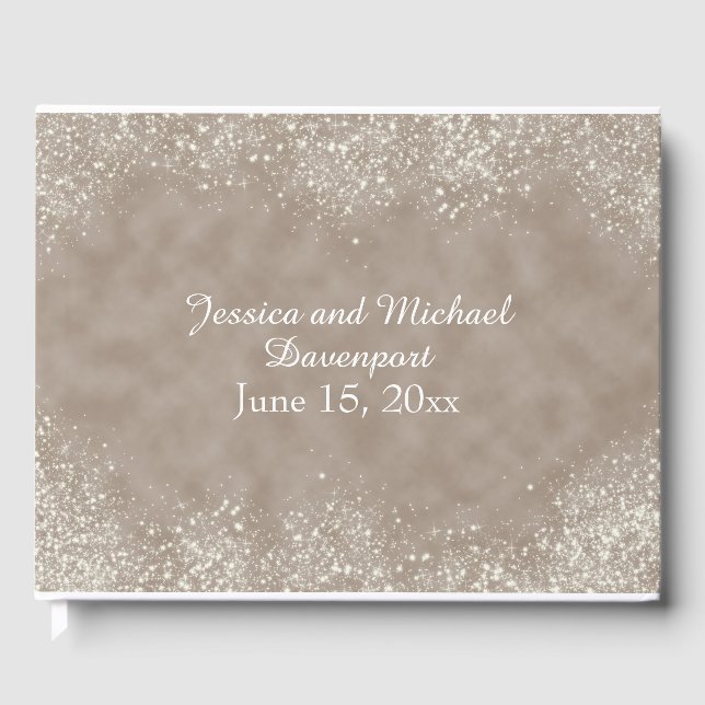 Soft Brown Stardust Wedding Gästebuch (Vorderseite)