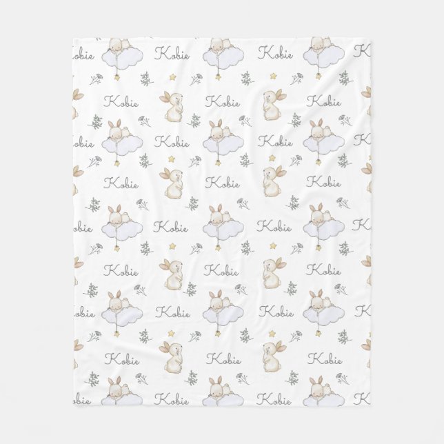 Soft Bunnies Personalisiert Name Blanket  Fleecedecke (Vorderseite)