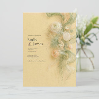 Soft Butter Yellow Peach Ranunculus Garden Wedding Einladung
