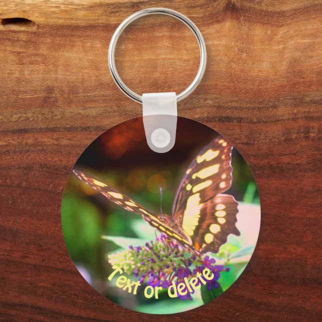 Soft Butterfly auf Blume Natur Personalisiert Schlüsselanhänger (Vorderseite)