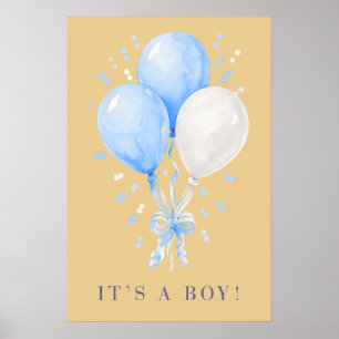 Soft Champagner Es ist ein Junge Blaue Luftballons Poster