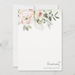 Soft Chic Blush Pink Peony Leafy Botanical Floral Mitteilungskarte