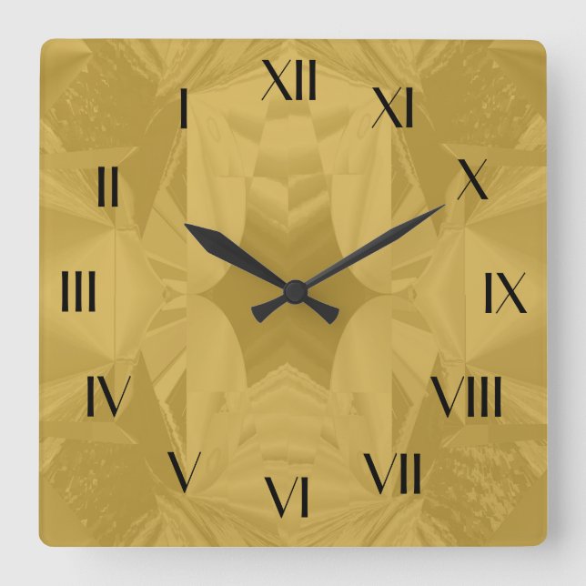 Soft Christmas Gold Abstrakt Backlock Quadratische Wanduhr (Vorderseite)