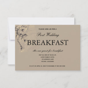 Soft Classy Taupe Blumenpost Hochzeitsfrühstück RSVP Karte