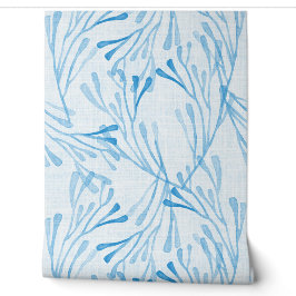 Soft Coastal Coral and Seaweed in Light Blue Tapete