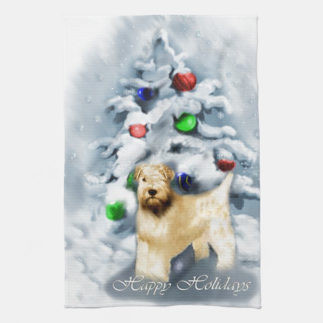 Soft Coat Wheaten Terrier Weihnachten Geschirrtuch (Vertikal)