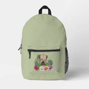Soft-Coated Wheaten Terrier Bunte Blumen Grün Bedruckter Rucksack