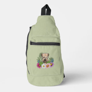 Soft-Coated Wheaten Terrier Bunte Blumen Grün Crossbody Bag