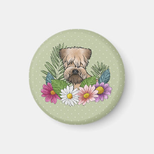Soft-Coated Wheaten Terrier Bunte Blumen Grün Magnet