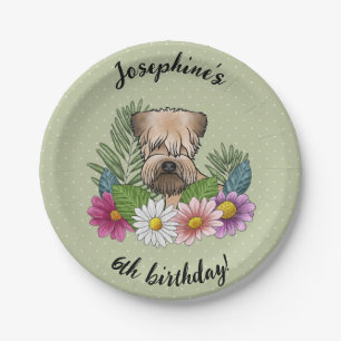 Soft-Coated Wheaten Terrier Floral Alles Gute zum Pappteller