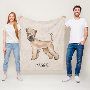 Soft-Coated Wheaten Terrier Hund auf Beige mit Nam Fleecedecke