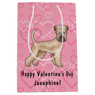 Soft-Coated Wheaten Terrier Hund Herz Muster Rosa Mittlere Geschenktüte