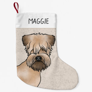 Soft-Coated Wheaten Terrier Hundekopf mit Namen Kleiner Weihnachtsstrumpf
